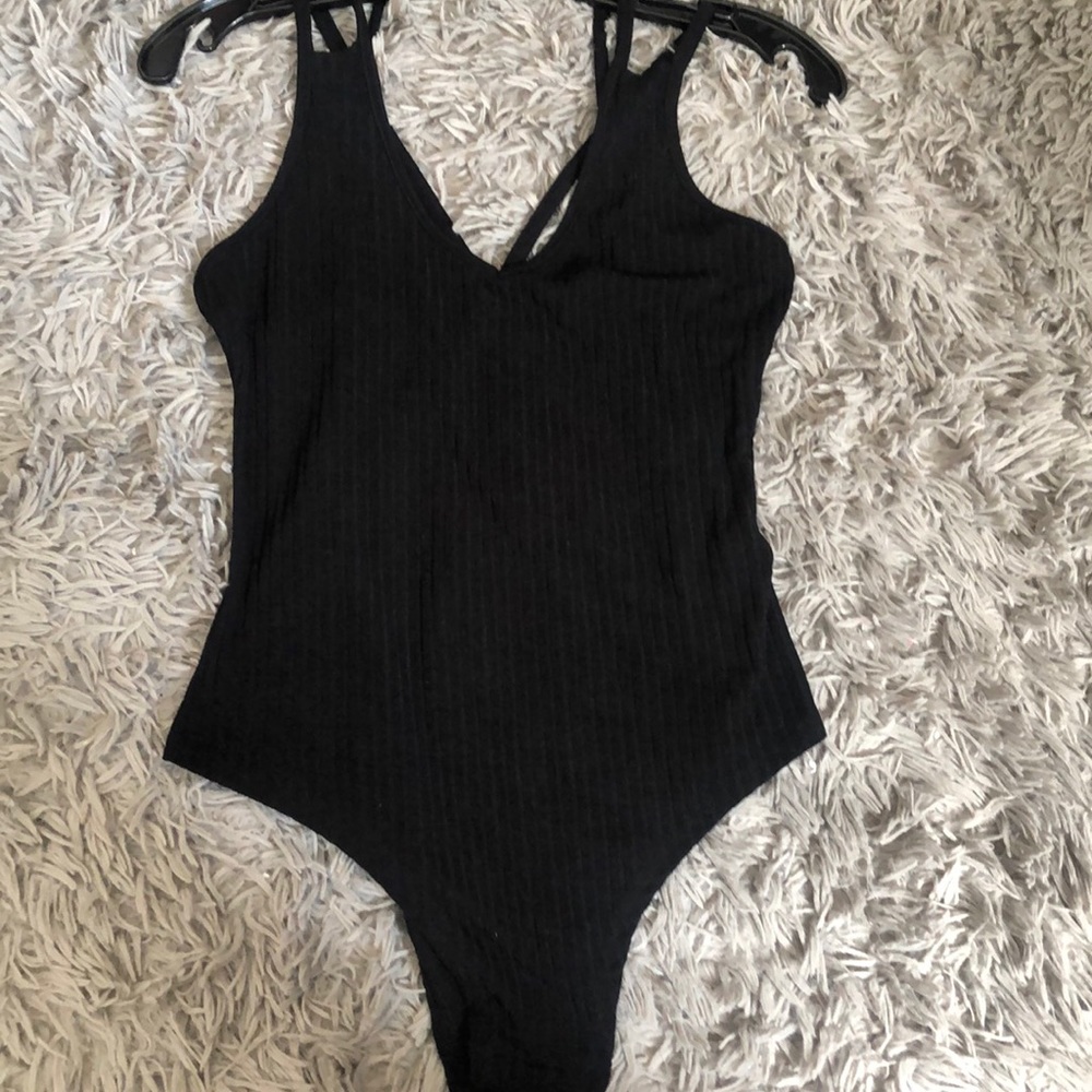 Black Boohoo Surplice Top